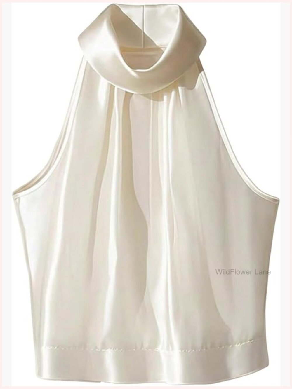 Elegant Mock Neck Halter Blouse Sleeveless Dressy Crop Top